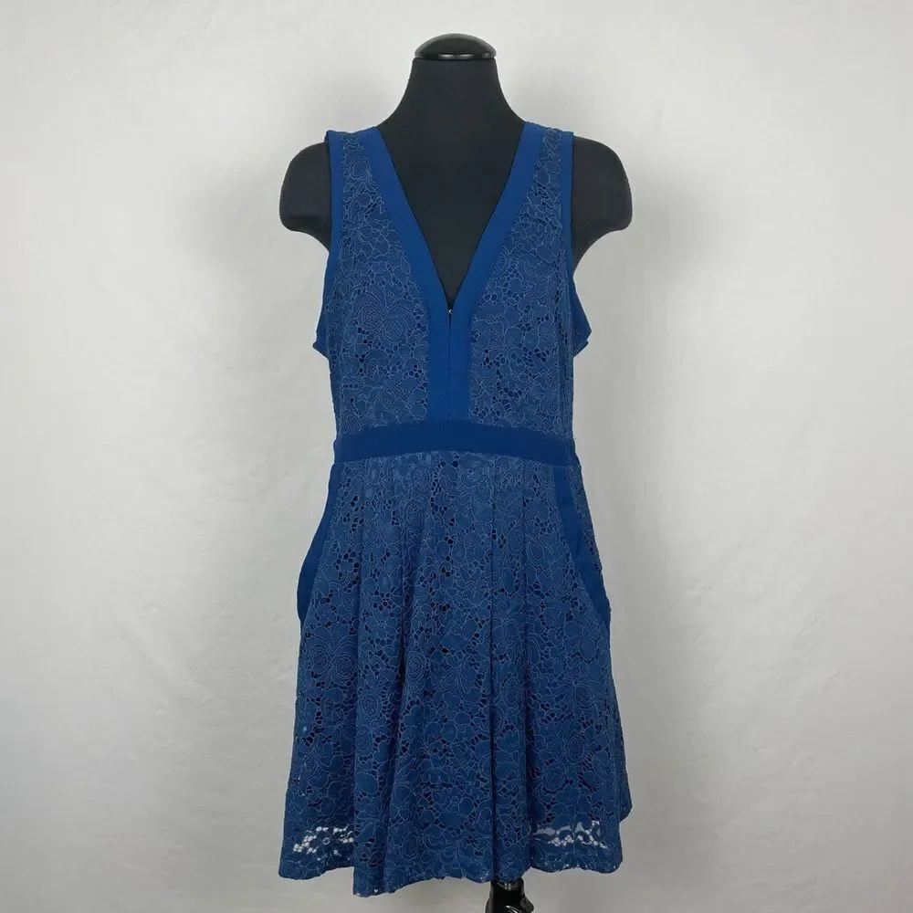 Free People Blue Lace Eyelet Mini A-Line Dress - Women’s‎ M